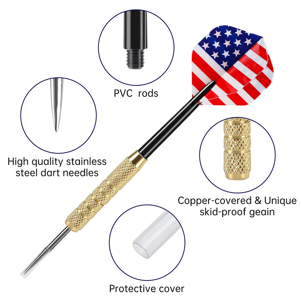 Accmor 12Pcs Steel Tip Darts Set, 18 Grams Professional Metal Darts, Metal Tip Darts With 4 Extra Nylon Shafts, 4 Extra Flights