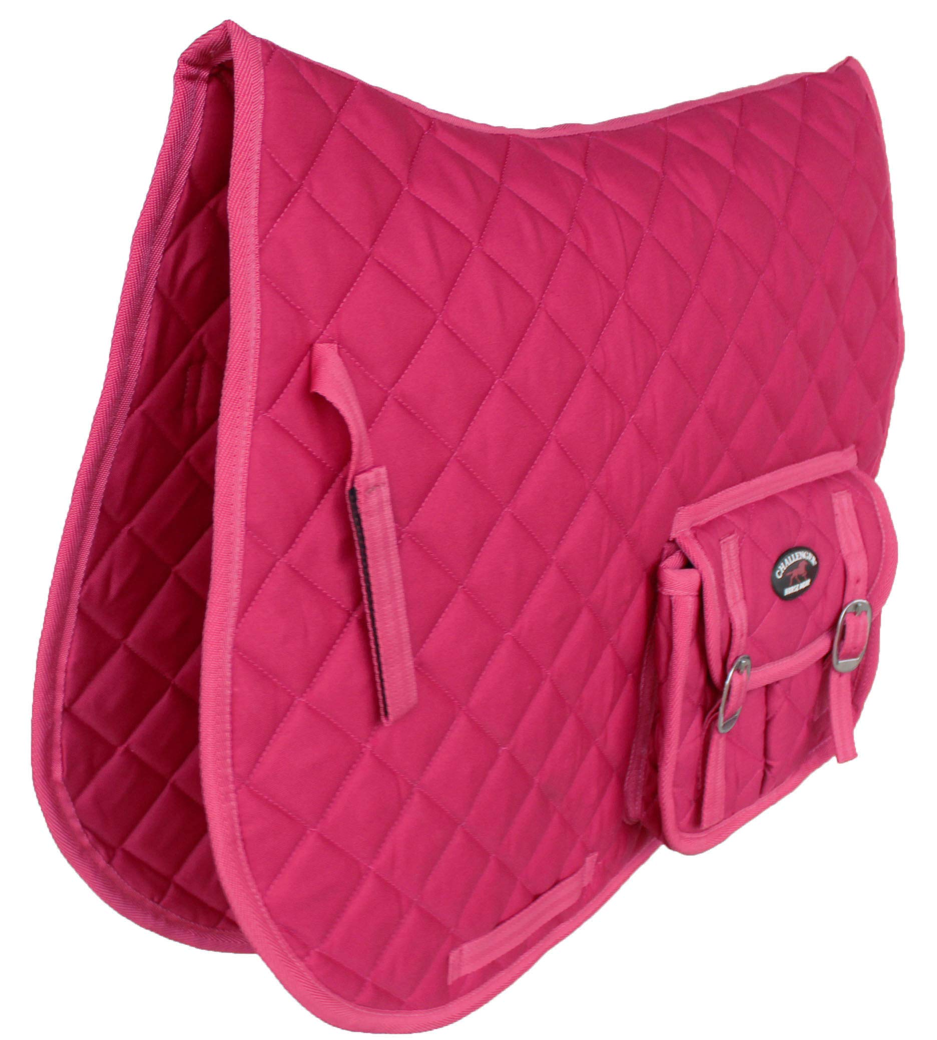 CHALLENGER Horse English Quilted AllPurpose Saddle Pad Hot Pink w/Pockets 72123