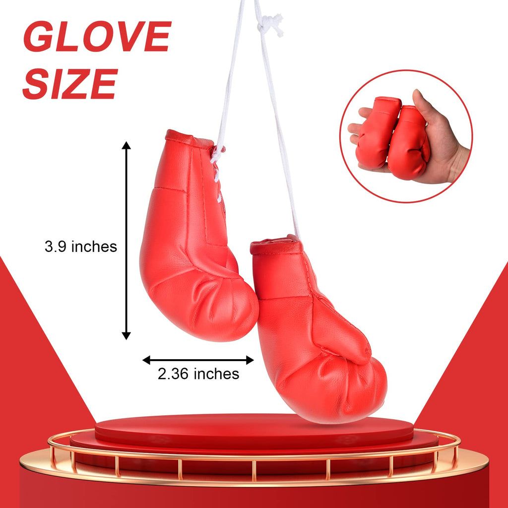 Offwego Mini Boxing Gloves Car Mirror Hanging Decor Interior Accessories - Red Mini Cute Glove Mother? Day Ornament Display For