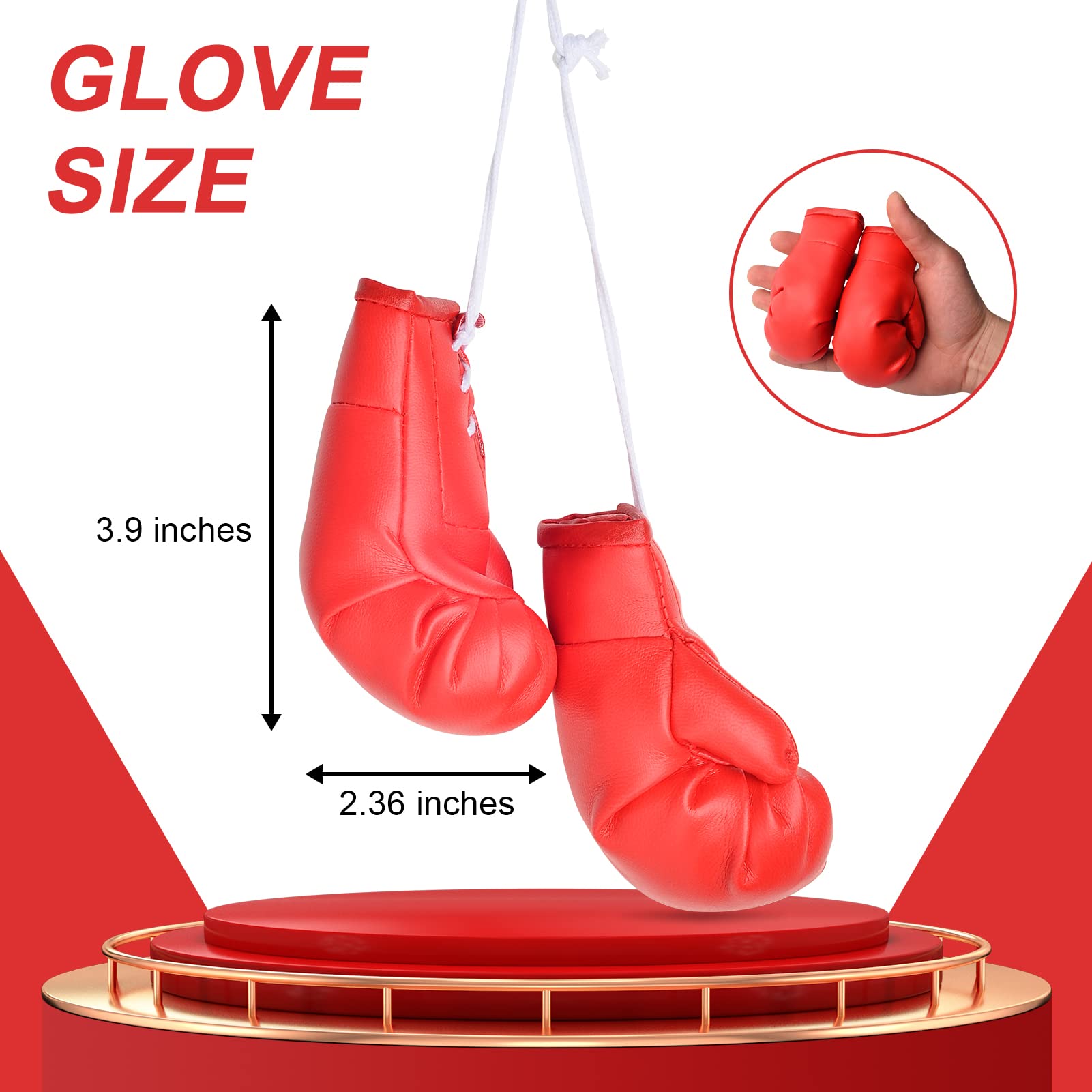 Offwego Mini Boxing Gloves Car Mirror Hanging Decor Interior Accessories - Red Mini Cute Glove Mother? Day Ornament Display For