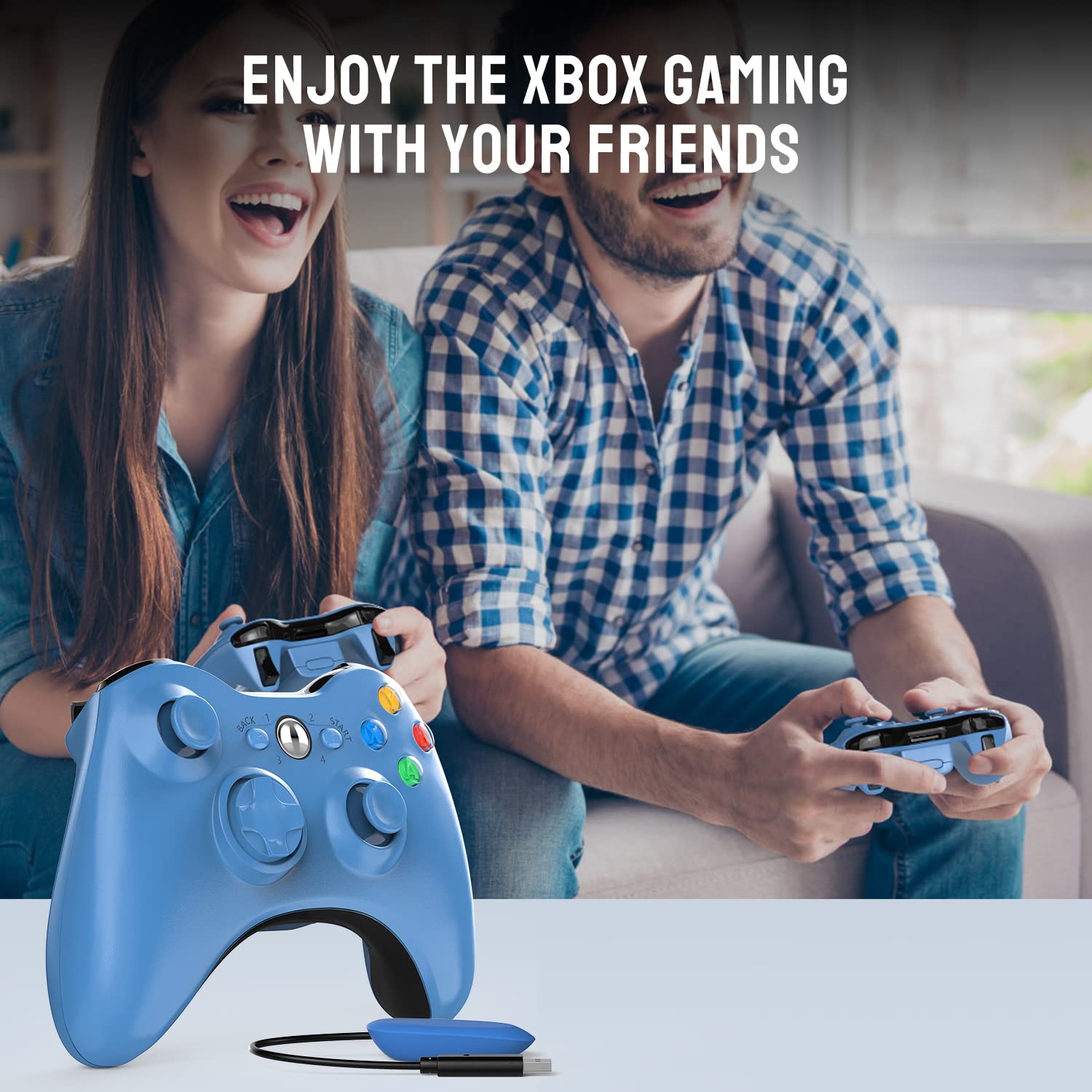 Wireless Controller For Xbox 360, Astarry 24Ghz Game Controller Gamepad Joystick For Xbox  Slim 360 Pc Windows 7, 8, 10(Blue)