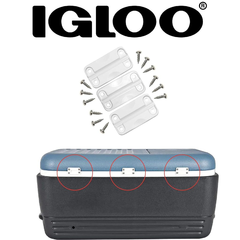 Igloo Cooler Plastic Hinges For Ice Chests (Set Of 3), White, Standard Size, Contain Uv Inhibitors