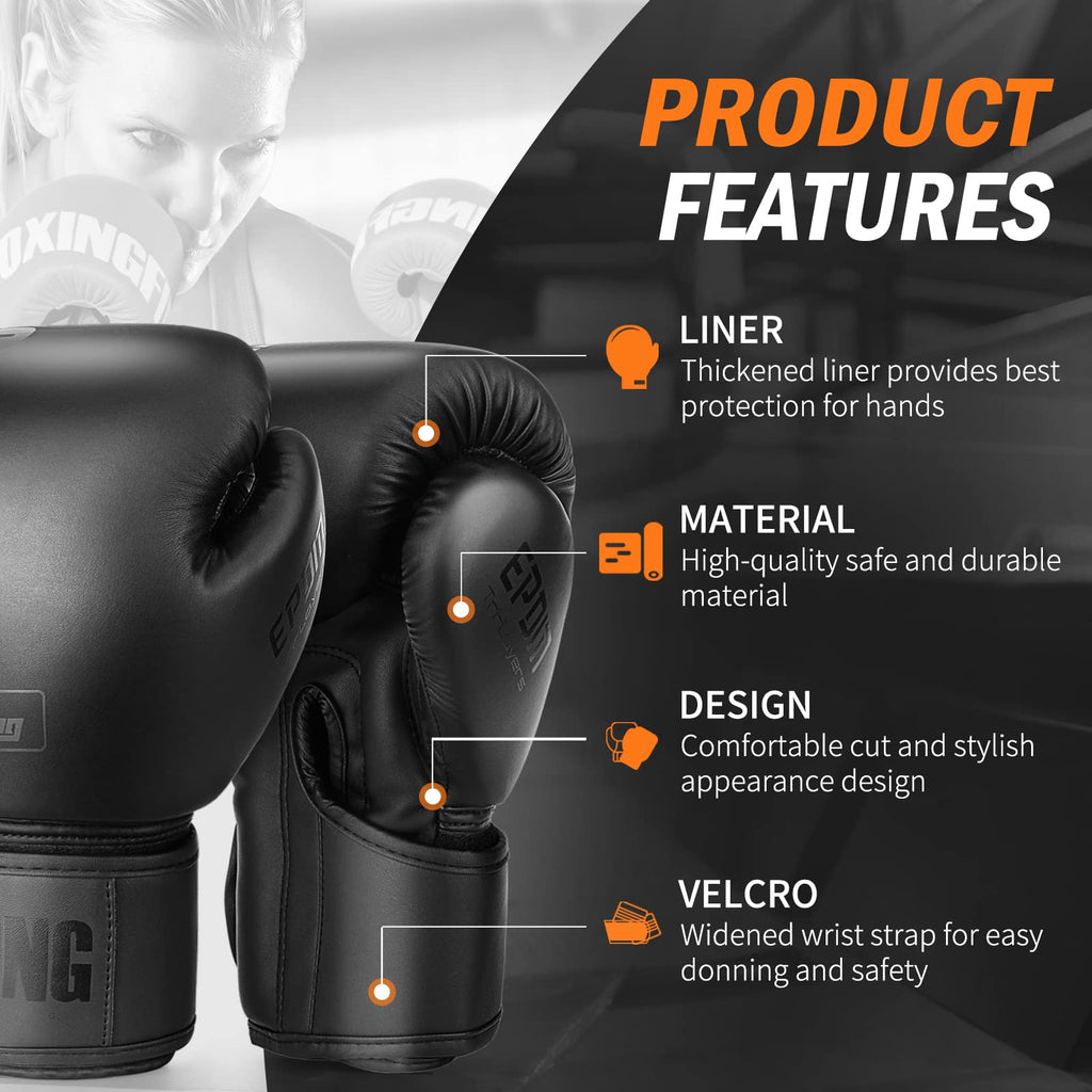 Boxing Gloves For Men And Women Suitable For Boxing Kickboxing Mixed Martial Arts Muay Thai Mma Heavy Bag Fighting Training (Bla