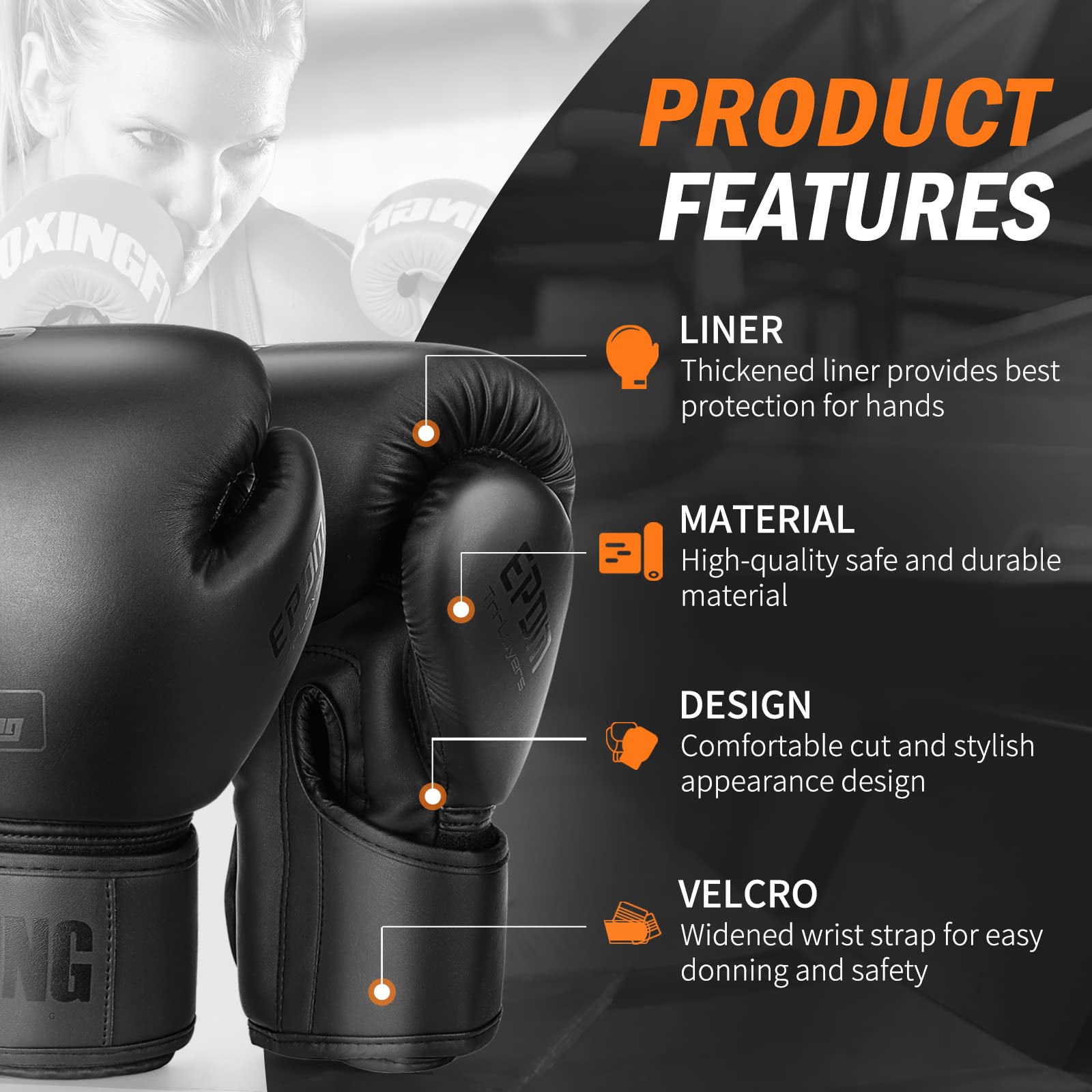 Boxing Gloves For Men And Women Suitable For Boxing Kickboxing Mixed Martial Arts Muay Thai Mma Heavy Bag Fighting Training (Bla