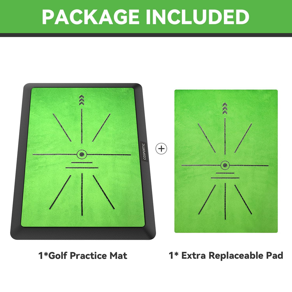 Cosportic Golf Hitting Mat  Golf Training Mat For Swing Path Feedback/Detection Batting  Extra Replaceable Golf Practice Mat 16'