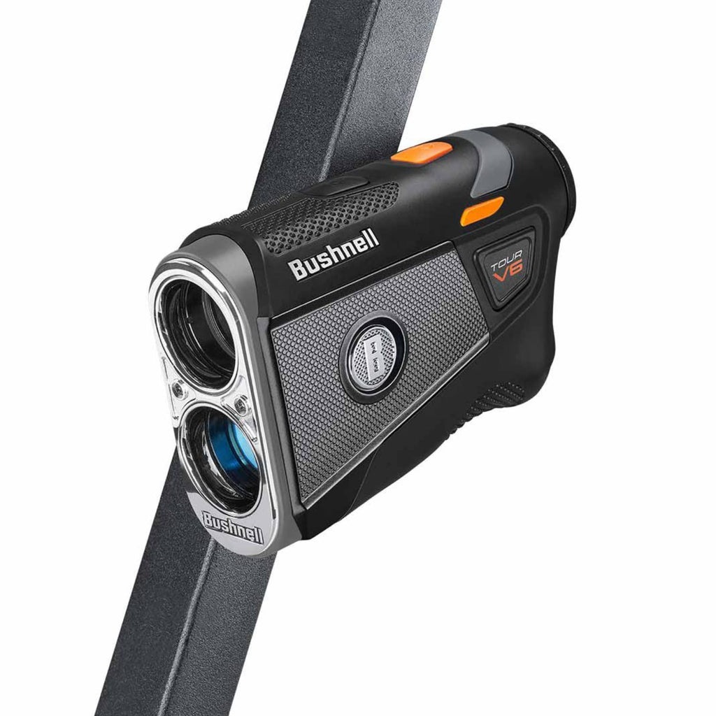 Bushnell Tour V6 Patriot Pack Laser Golf Rangefinder With Carrying Case, Wearable4U Lens Cloth, And 2X Cr2 Batteries Bundle