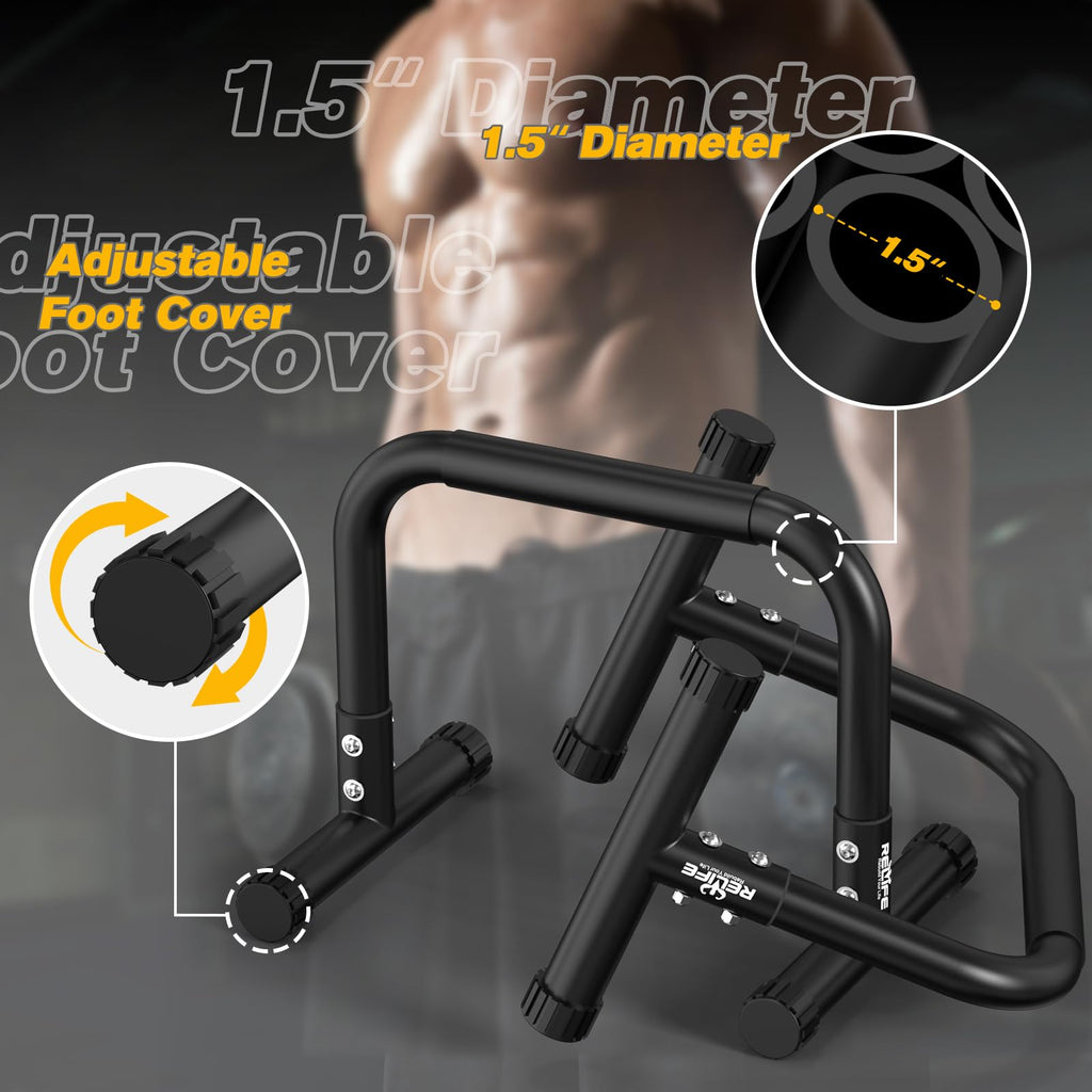 Relife Rebuild Your Life Push Up Bar,14In High Steel Parallettes Bars,Dip Station Strength Training At Home Gym Workout.Calisthe