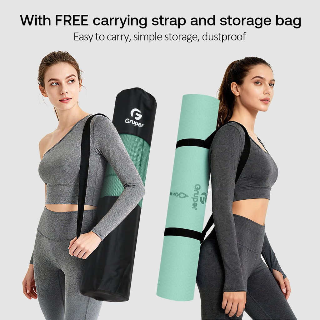 Yoga Mat Non Slip TPE Thick Yoga Mat with Alignment Mark, Large Size 72L x 32W x 0.32Th or 0.24Th, Anti-Tear Exercise & Fitness