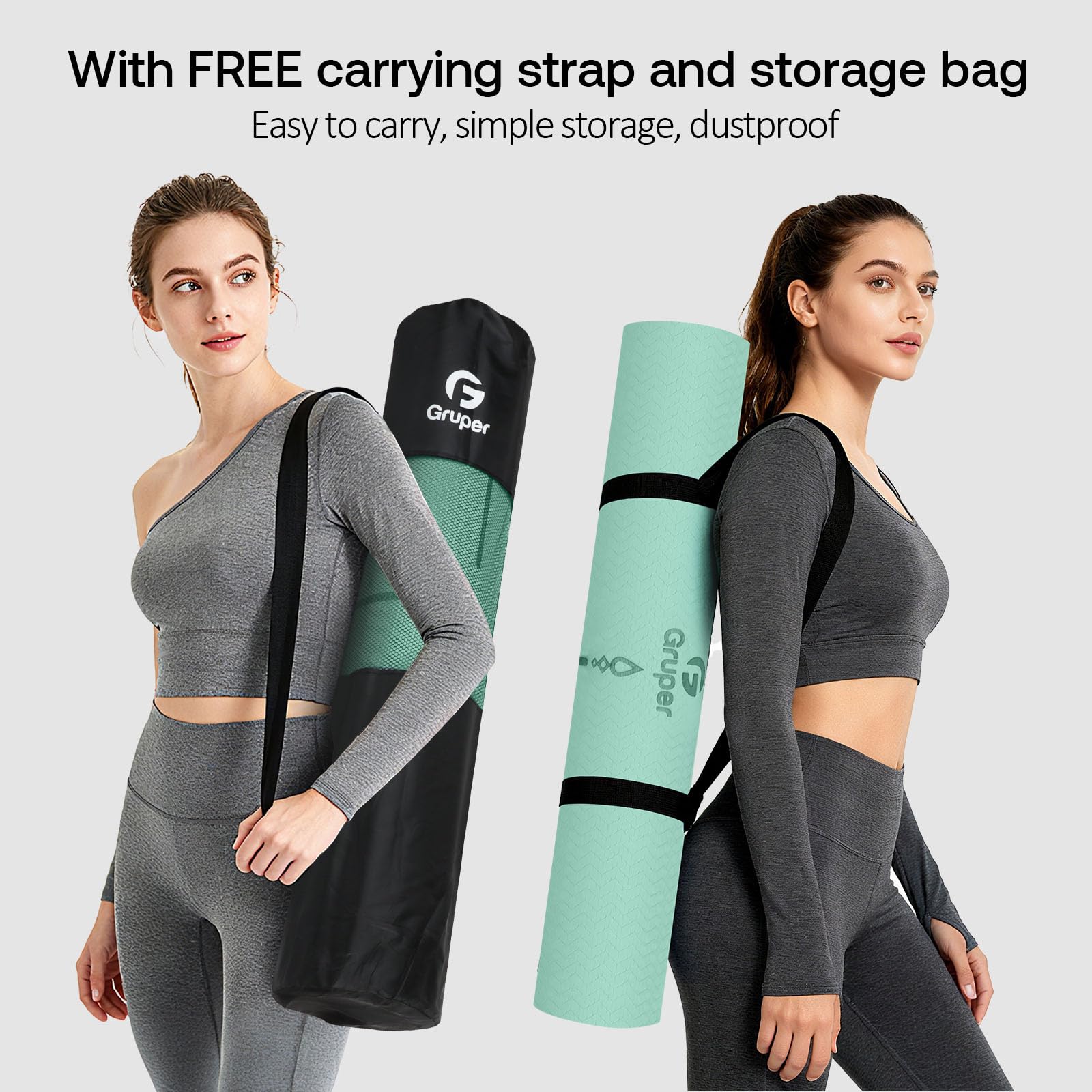 Yoga Mat Non Slip TPE Thick Yoga Mat with Alignment Mark, Large Size 72L x 32W x 0.32Th or 0.24Th, Anti-Tear Exercise & Fitness