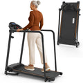 Redliro Walking Treadmill with Long Handrails - Treadmill for Seniors 300 lbs Capacity - Foldable, Lightweight with Wheels, Cup 
