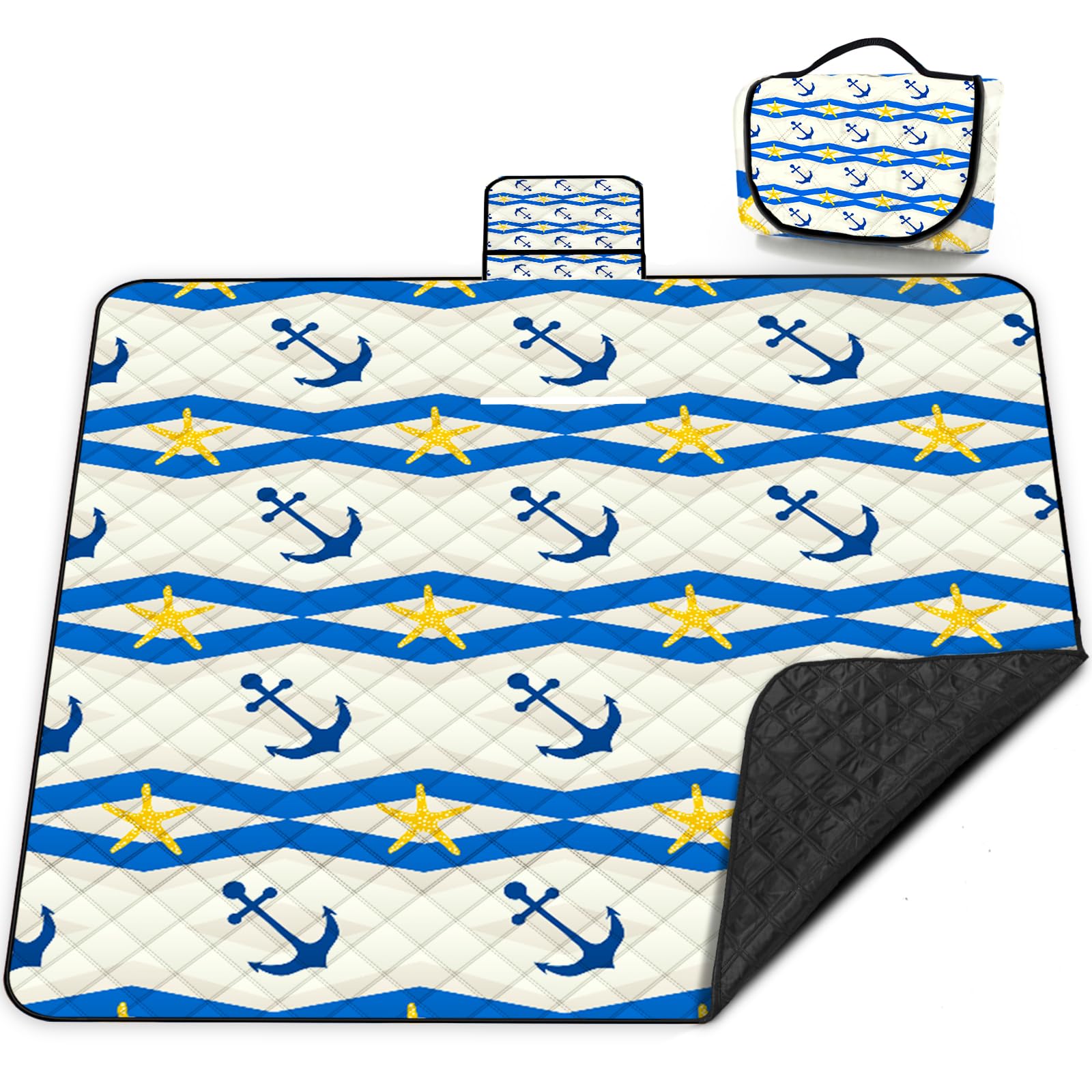 Poedist Extra Large Picnic Blanket Waterproof,80X 80Foldable Machine Washable Beach Blanket,Outdoor Blanket For 6-8 Adults,Suita