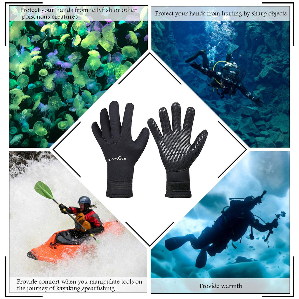 Omgear Neoprene Gloves Diving Wetsuit Gloves 3Mm 5Mm Glued Anti-Slip Flexible Thermal With Adjustable Waist Strap For Snorkeling