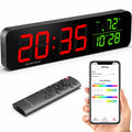 15.2 Gym Timer, App & Remote Control, Customizable Led Colors, Temperature, Date, Workout Interval Timer Stopwatch Countdown Lar