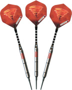 Elkadart Tornado 90% Tungsten Soft Tip Darts With Storage/Travel Case, 2 Black/4 Red Rings, 18 Grams