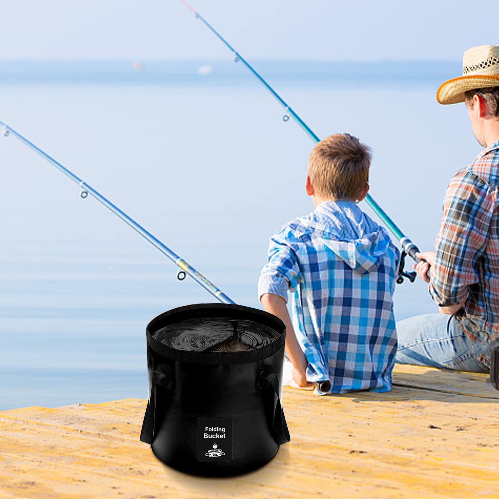 Collapsible Bucket With Handle, Lightweight Folding Water Container, Portable Collapsible Bucket For Fishing, Camping, Hiking, B