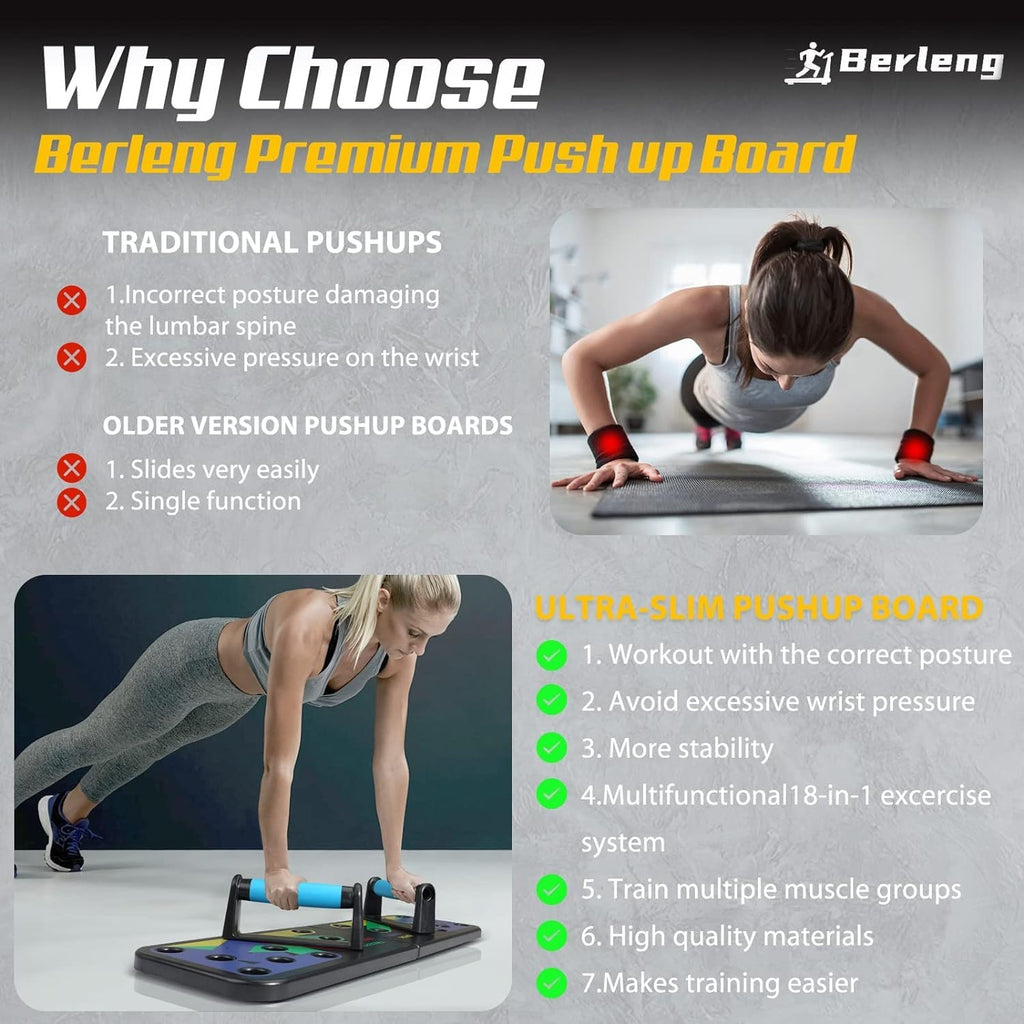 Berleng Push Up Board. 28 In 1 Pushups Fitness Stands Push Up Handles For Floor Portable Strength Training Home Gym At Home Work