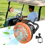 Aipset Rechargeable Golf Cart Fan, 10400Mah Battery, 3-Speed With Led Light, 36 Hrs Work, Remote Control, Hang Hook, Usb & Type