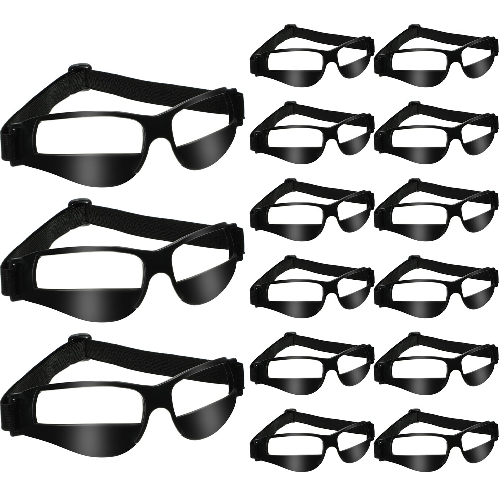 Fiada 15 Pack Dribbling Goggles Basketball Sports Glasses Adjustable Dribbling Black Goggles Basketball Training Equipment