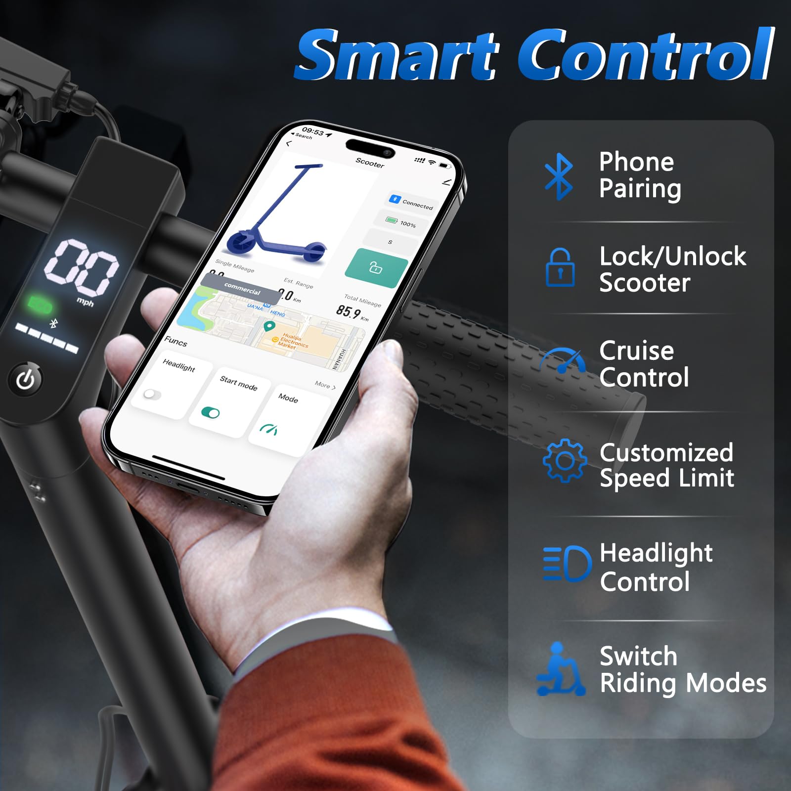 MAXSHOT Electric Scooter for Adults, 8.5/10/14 Tires, 19/22Mph, 350W/500W Motor, 21-28 Miles Range, Folding E-Scooter with Dual
