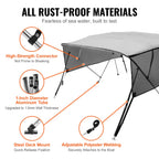 Vevor 4 Bow Bimini Top Boat Cover, Detachable Mesh Sidewalls, 600D Polyester Canopy With 1'' Aluminum Alloy Frame, Includes Stor