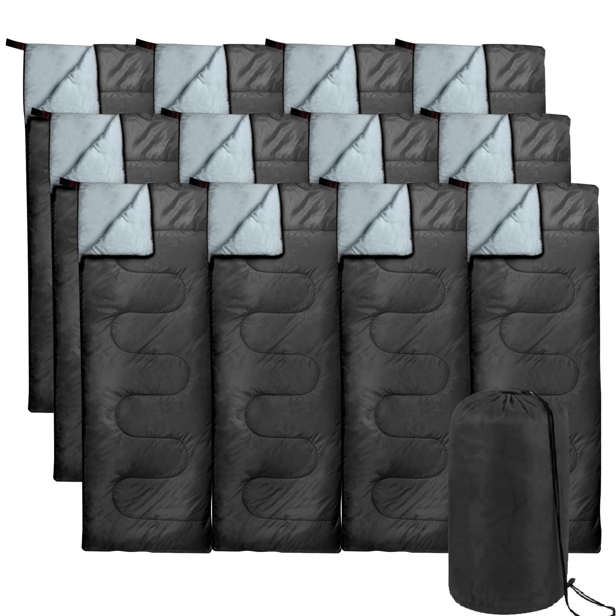 Bulk 10 Pack Envelope Sleeping Bags - 4 Seasons Warm or Cold Lightweight Indoor/Outdoor Sleeping Bags for Adults, Backpacking, C
