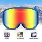 Exp Vision Ski Goggles Snowboard For Men Women, Otg Anti Fog Uv Protection Snow Goggles (Blue Frame Red)