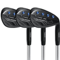 PGF Gold TP Full Face Milled Forged High-Toe Golf Sand Wedge Set for Men [52 56 60 Degree/RH/Black Stainless]