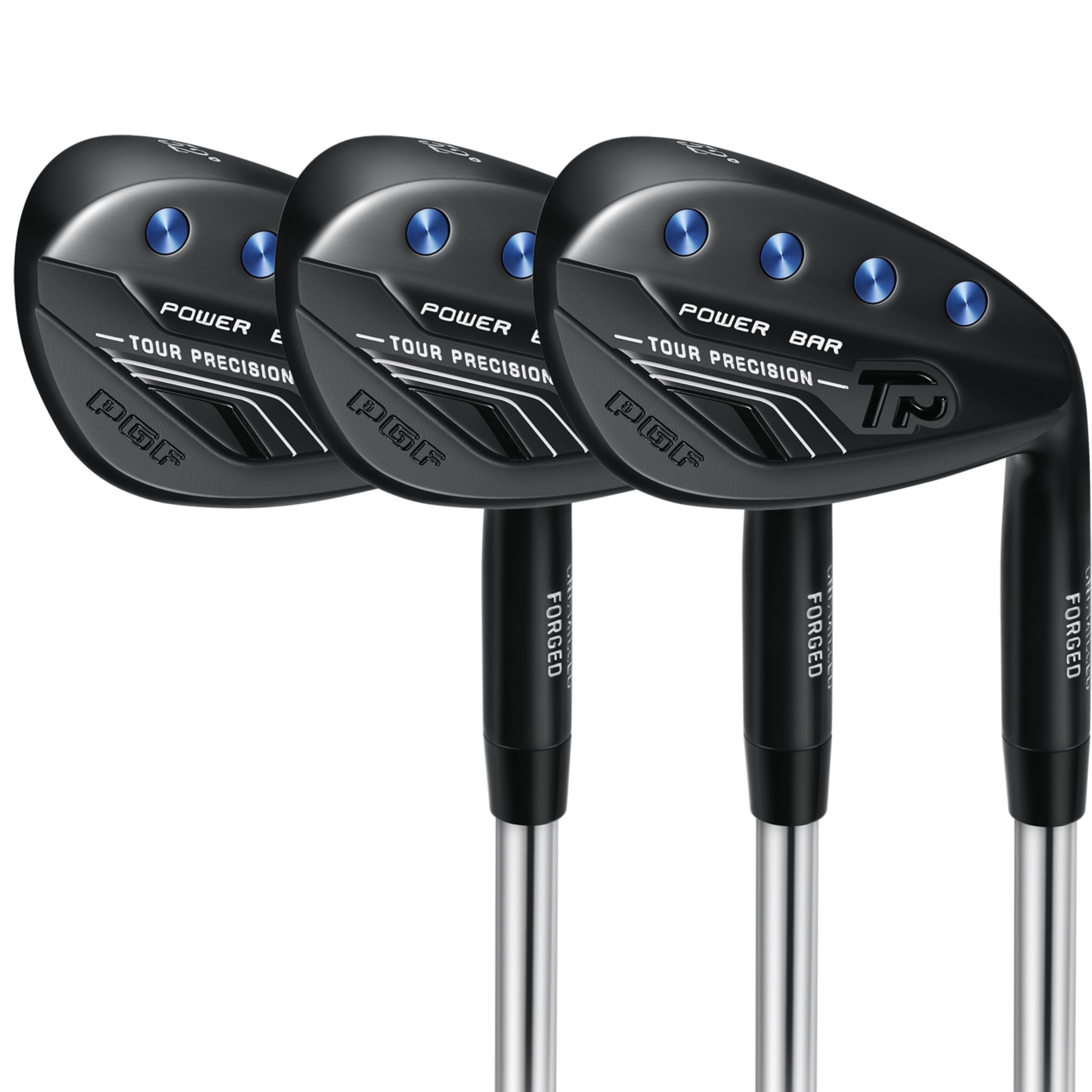 PGF Gold TP Full Face Milled Forged High-Toe Golf Sand Wedge Set for Men [52 56 60 Degree/RH/Black Stainless]