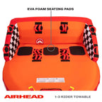 Airhead Super Mable Towable Tube | 1-3 Rider Towable Tube For Boating And Water Sports | Dual Tow Points | Full Nylon Cover | Ev