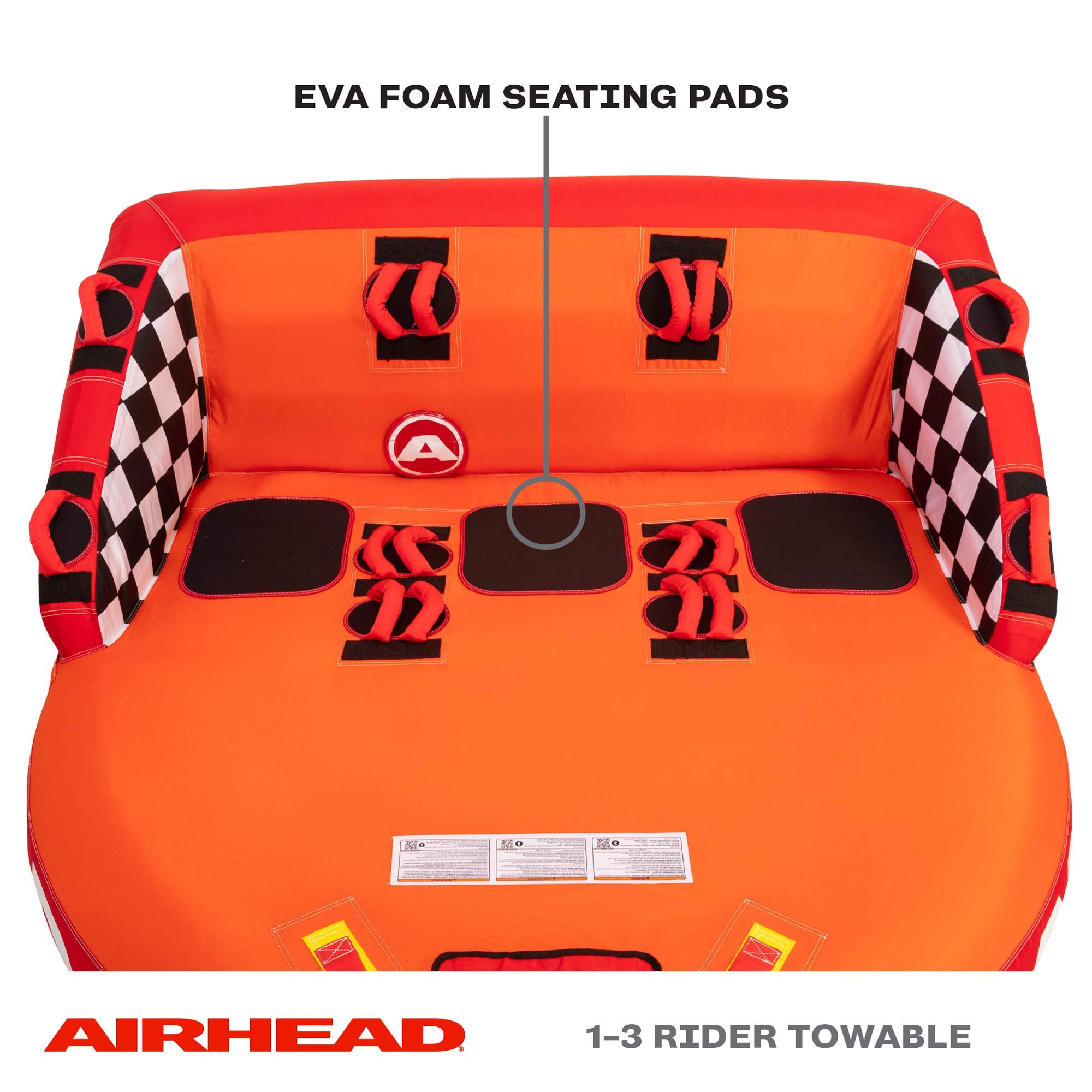 Airhead Super Mable Towable Tube | 1-3 Rider Towable Tube For Boating And Water Sports | Dual Tow Points | Full Nylon Cover | Ev