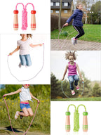 Lorvain Jump Rope For Kids, 2 Pcs Girls & Boys Skipping Ropes Wooden Handle Adjustable Cotton Braided Jumping Ropes, For Childre