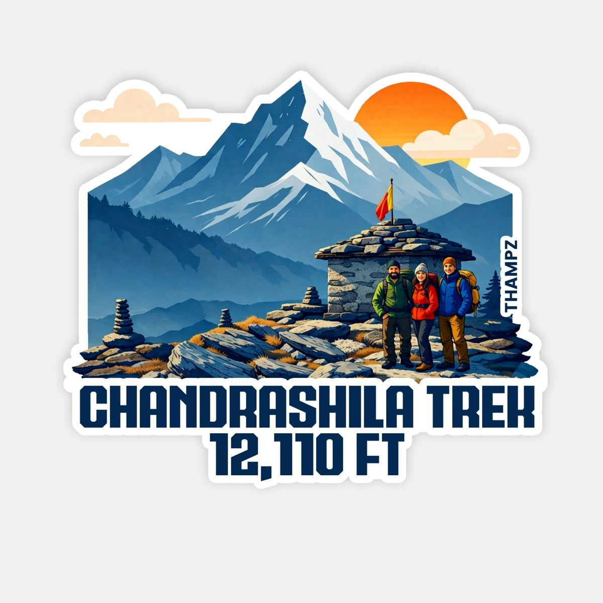 THAMPZ Chandrashila Trek 3D Embossed Flexible Fridge Magnet 0.5mm Decorative with Strong Hold | Refrigerator Magnet for Notes,