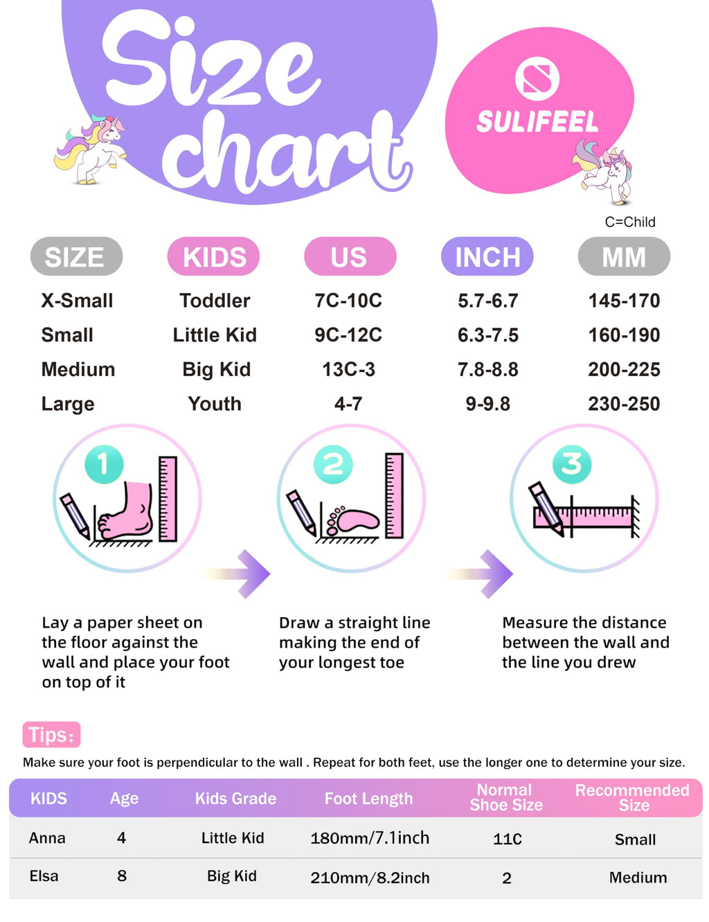 Sulifeel Rainbow Unicorn 4 Size Adjustable Light Up Roller Skates For Girls Boys For Kids Beginners Rollerskates Pink Large