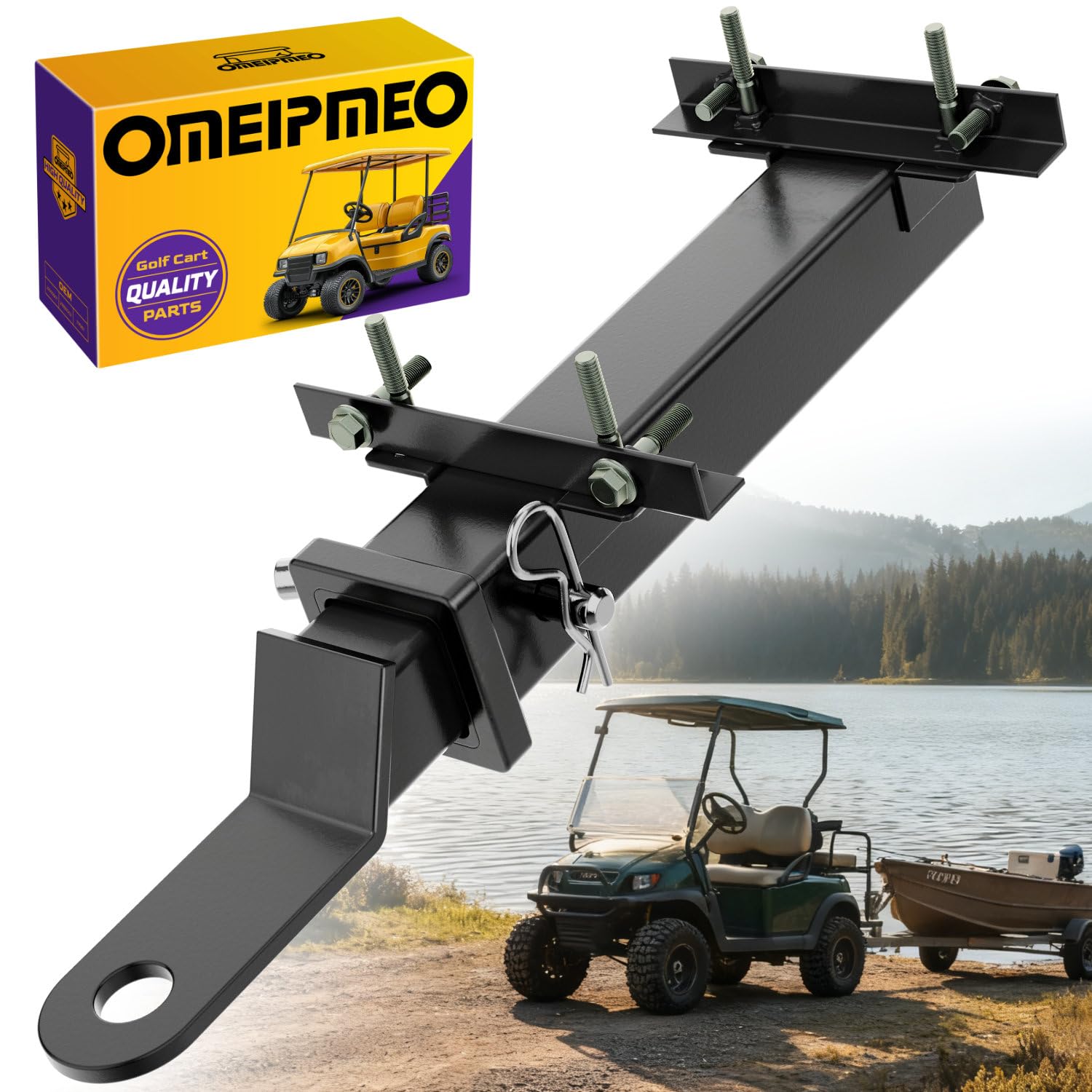 Golf Cart Trailer Hitch Kit, Heavy Duty Trailer Hitch with 2 Inch Receiver, Universal Golf Cart Tow Hitch for Club Car, EZGO, Ya
