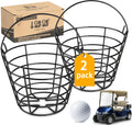 10L0L 2Pack Metal Golf Ball Basket with Handle, Holds 50 Balls Each