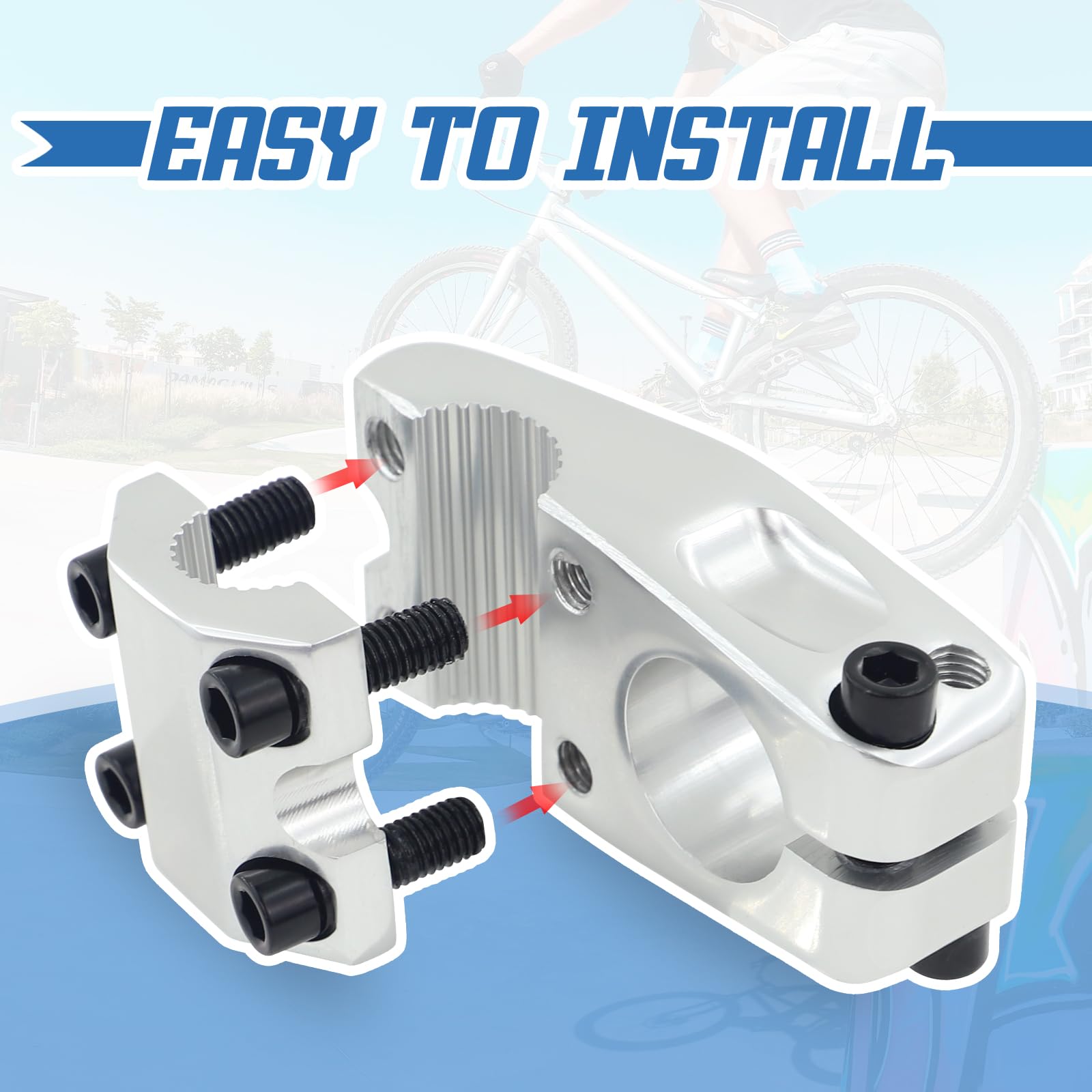 Makelen Bike Stem For Bmx Bike Aluminum Alloy Fixed Gear Bicycle Stem Bright Silver