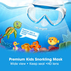 Kids Snorkel Swim Mask, Child Diving Mask Anti-Fog Swim Goggles With Nose Cover For Snorkeling Diving Swimming (Blue)