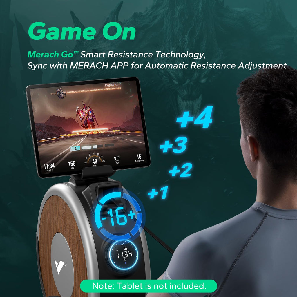 Merach Self-Powered Rowing Machines For Home, Electromagnetic Resistance 2.0 Rowing Machine, Smart Adjust Resistance And Self-De
