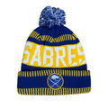 Outerstuff Nhl Kids Youth 8-20 One Size Team Color Primary Logo Sports Tech Knit Cold Weather Hockey Pom Beanie Hat - Buffalo Sa