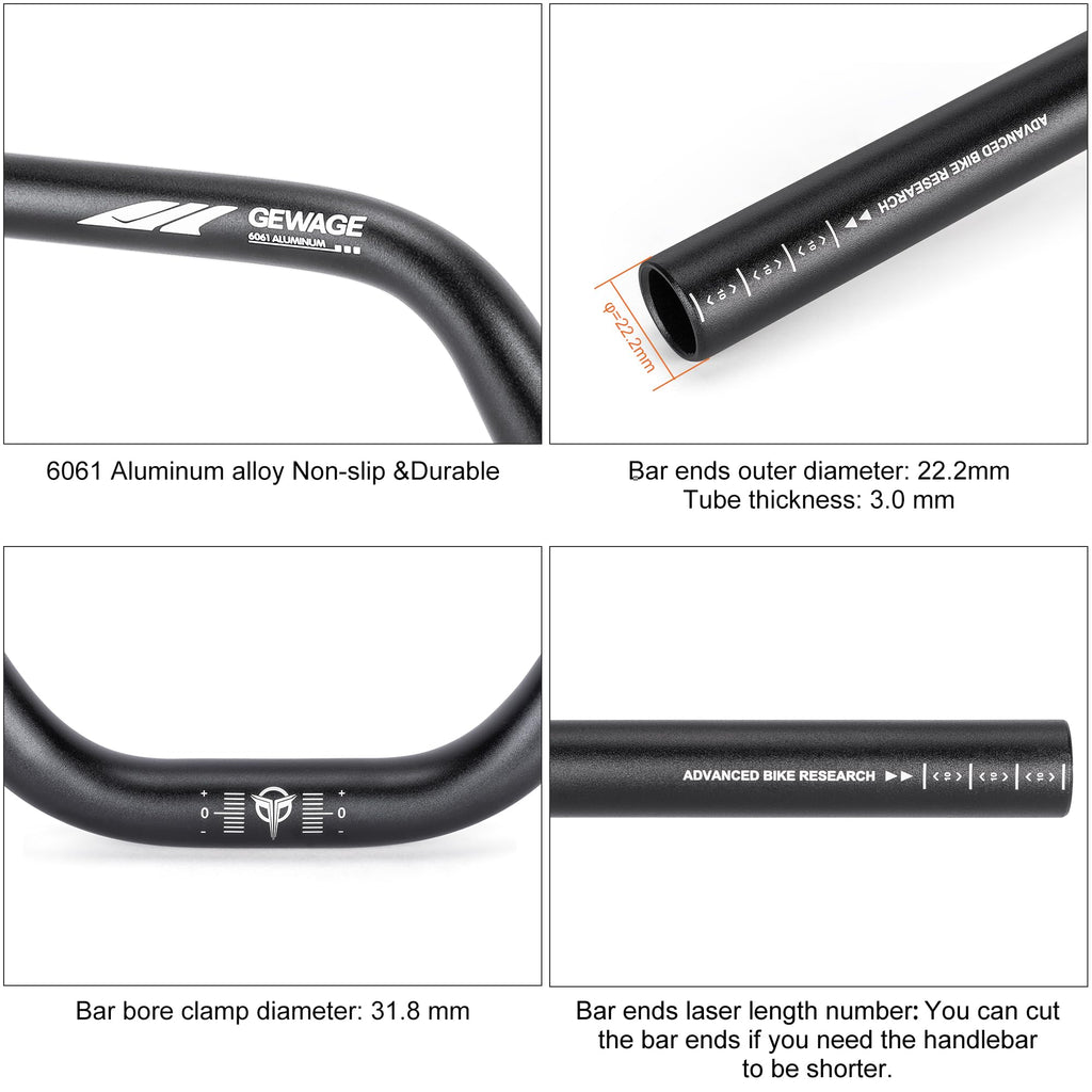 31.8 Bike Handlebar - 25Mm, 55Mm, 70Mm, 90Mm,120Mm Riser Handlebar - 780Mm Aluminium Alloy Mountain Bike Bicycle Handlebars (31.