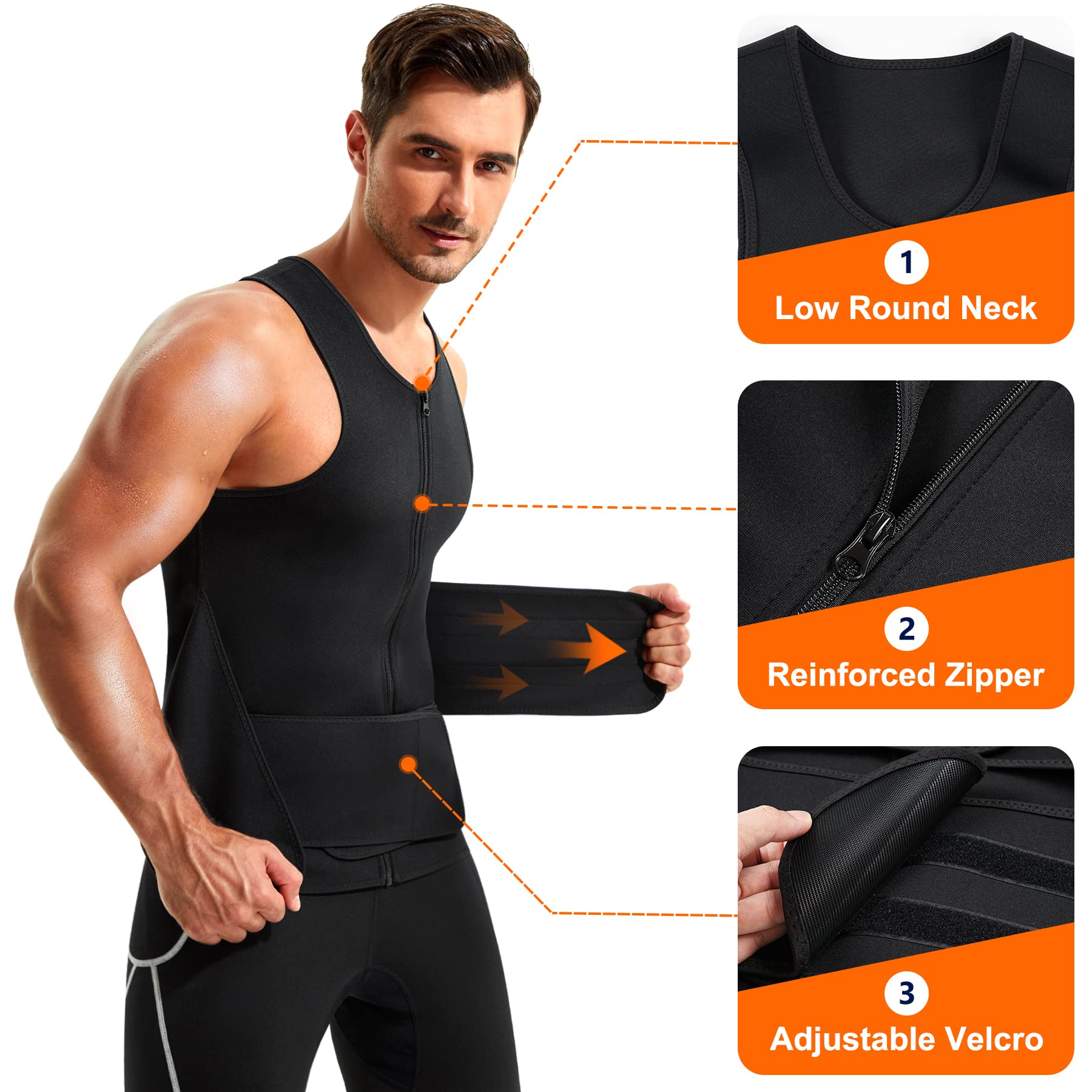 Wonderience Sauna Suit For Men Waist Trainer Neoprene Sweat Vest With Adjustable Waist Trimmer Belt(Black, Xxxx-Large)
