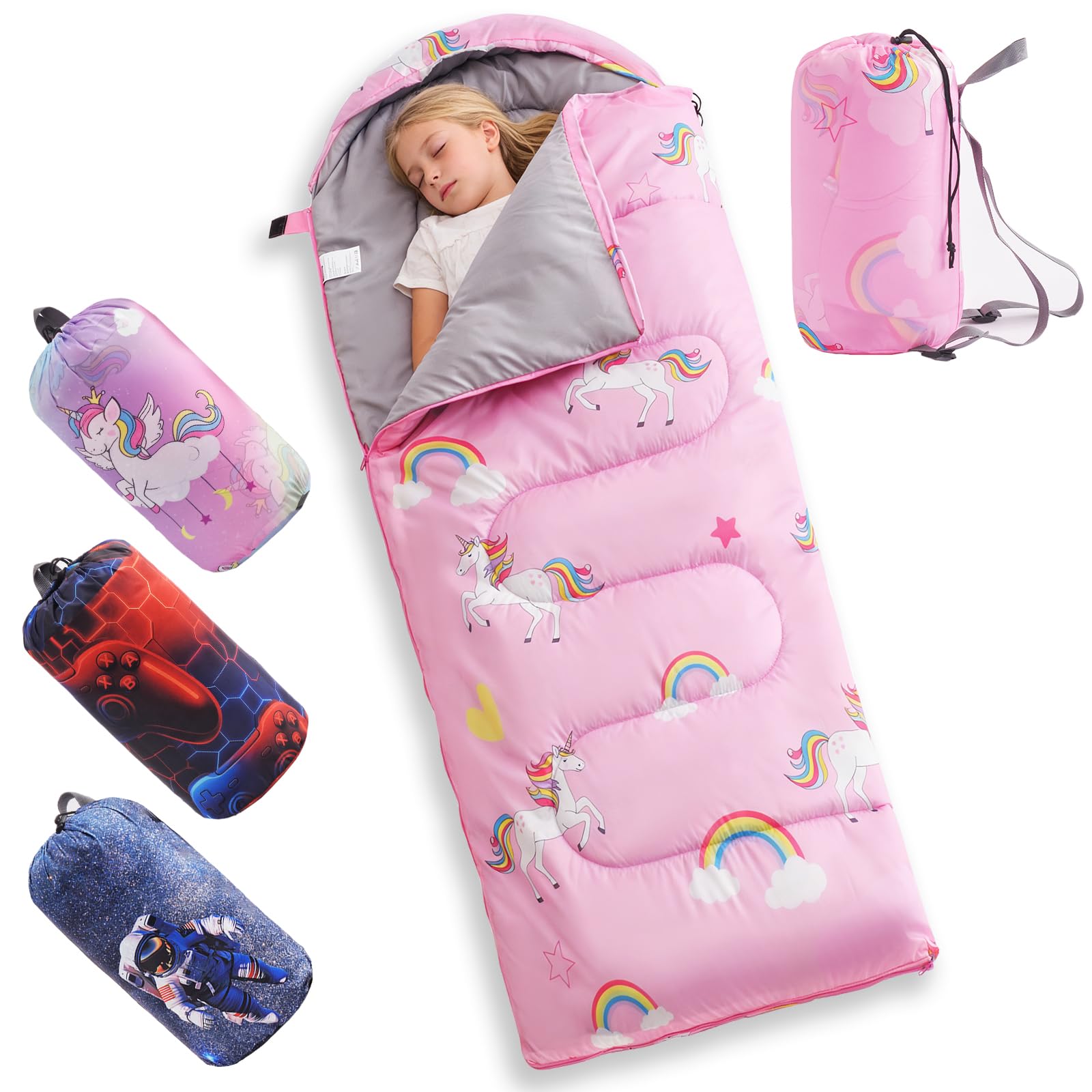 tuphen Kids Sleeping Bag - 3-4 Seasons Portable Sleeping Bag with Compression Sack for Boys, Girls and Toddlers, 2.2 lbs Lightwe