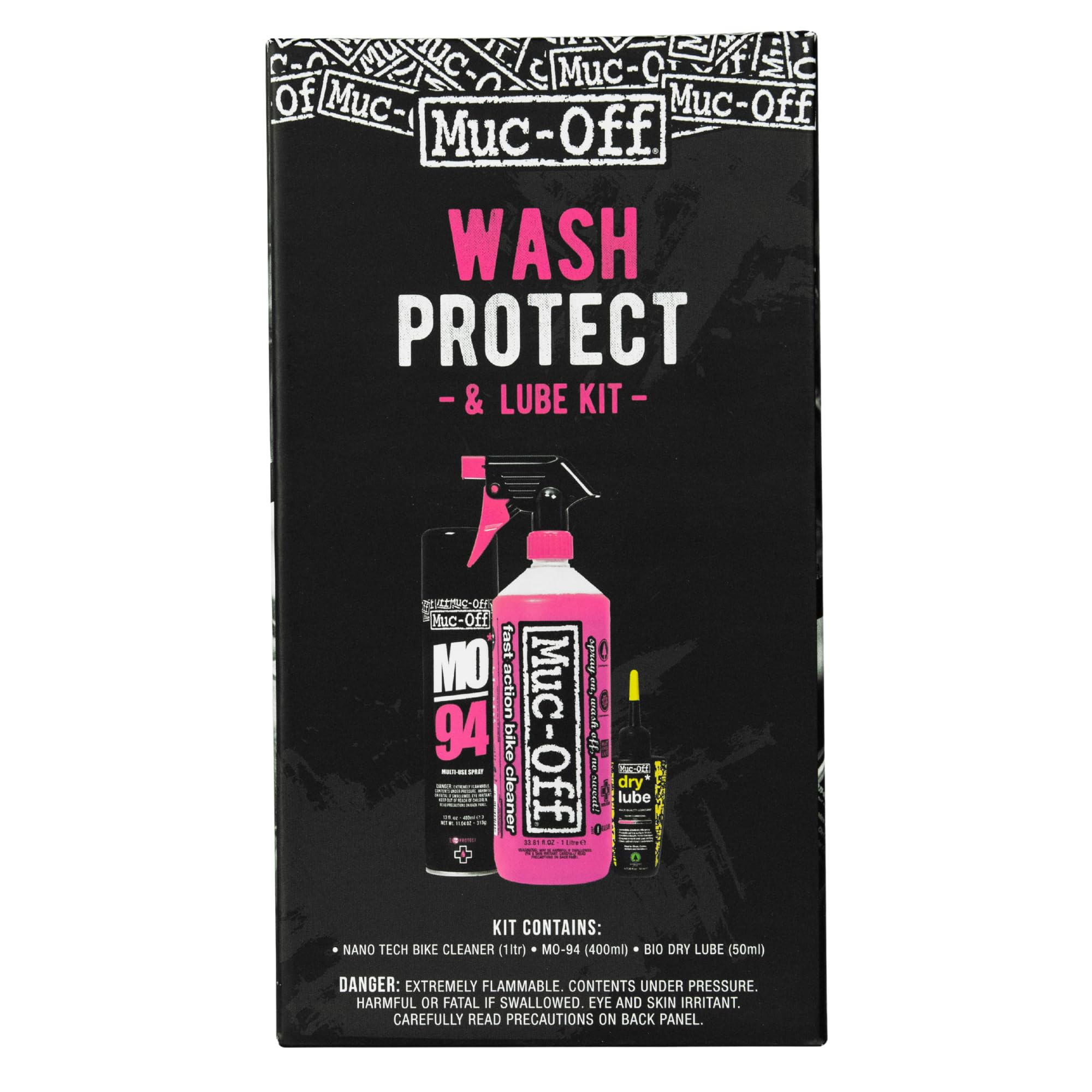 Muc-Off Wash, Protect & Lube Kit | Complete Bike Cleaning & Maintenance Kit | Includes Nano Tech Bike Cleaner, MO-94 Protect Spr