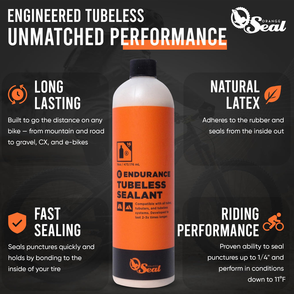 Orange Seal - Endurance Formula Tubeless Bike Tire Sealant | Long Lasting, Fast Sealing | For Mtb, Road, Cx And Gravel Bicycle T