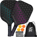 Joncaye Pickle-Ball-Paddle Set Of 2 With Outdoor Indoor Balls, Paddle Bag, Ball Bag | Fiberglass Pickleball Rackets For Adults W