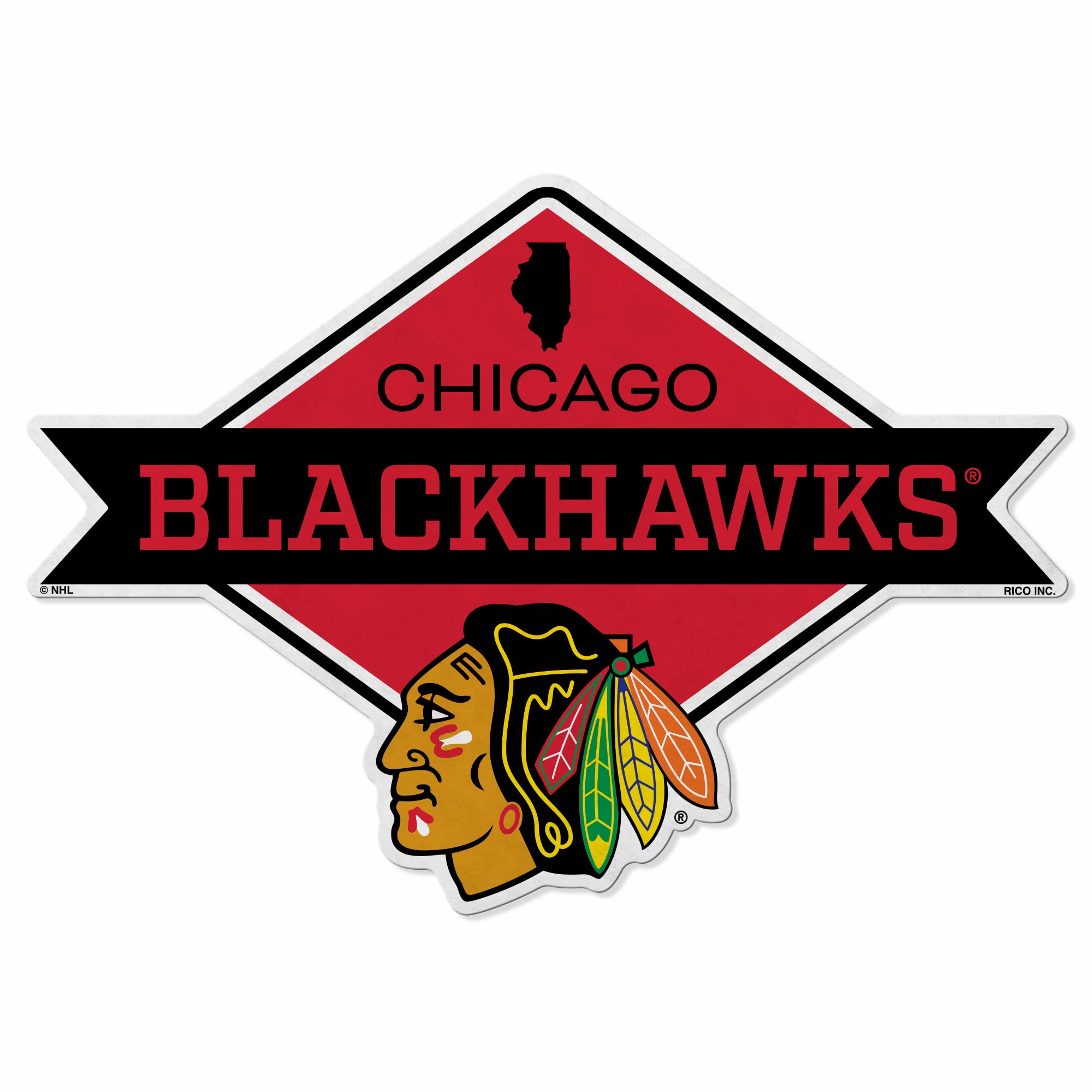 Rico Industries Nhl Chicago Blackhawks Diamond Shape Cut Pennant - Home And Living Room D  Cor - Soft Felt Ez To Hang