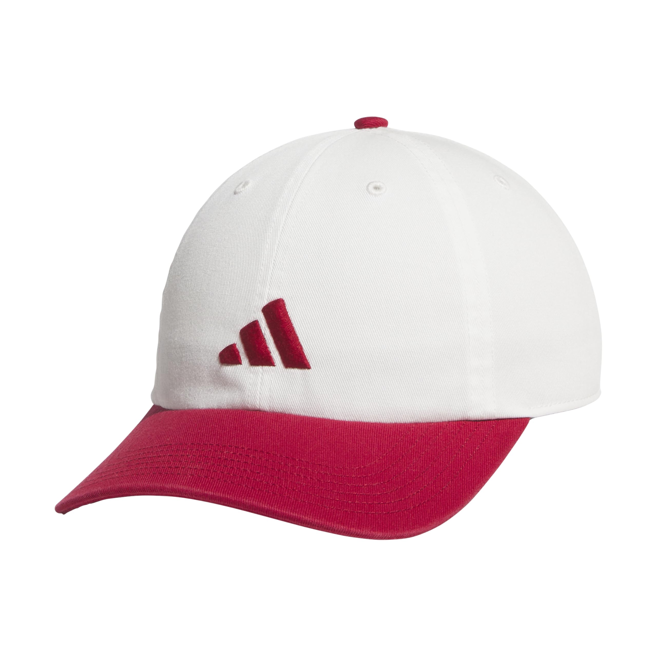 Adidas MenS Ultimate Baseball Cap  Athletic Relaxed Cotton Strapback Hat, Off White/Active Maroon/3, One Size