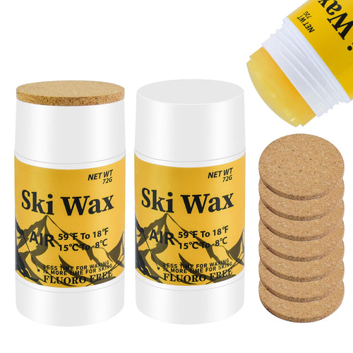 144g Rub on Ski Snowboard Wax Kit, Portable Universal Nordic Glide Cross Country Ski Wax with 8Pcs Cork Applicator, Quick Waxing