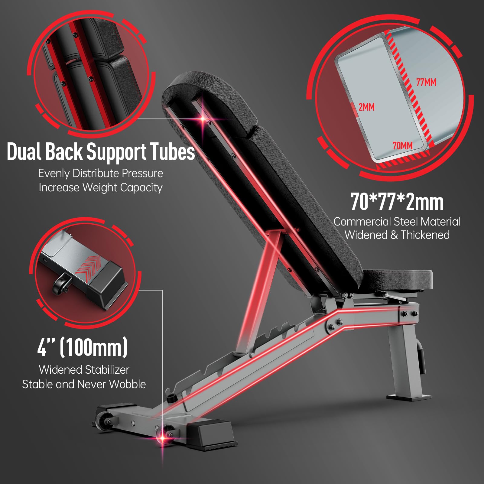 Joroto Md80 Adjustable Weight Bench - 1000 Lbs Load Utility Workout Benches For Full Body Upright, Incline, Decline, And Flat Ex