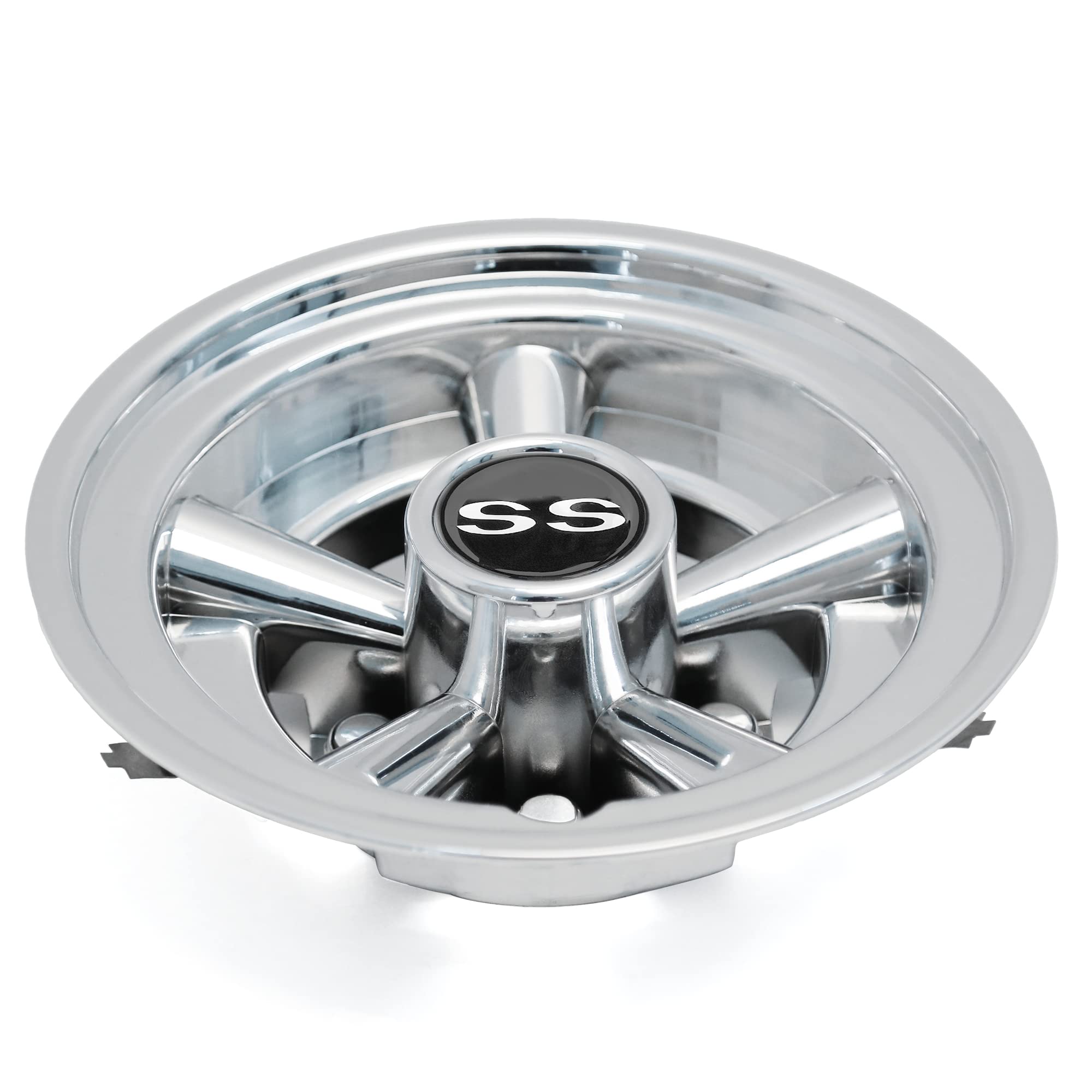10L0L Golf Cart Ss Wheel Covers Hub Caps For Ezgo, Club Car, Yamaha - 8 Inch Snap-On Installation, Chrome, Set Of 4
